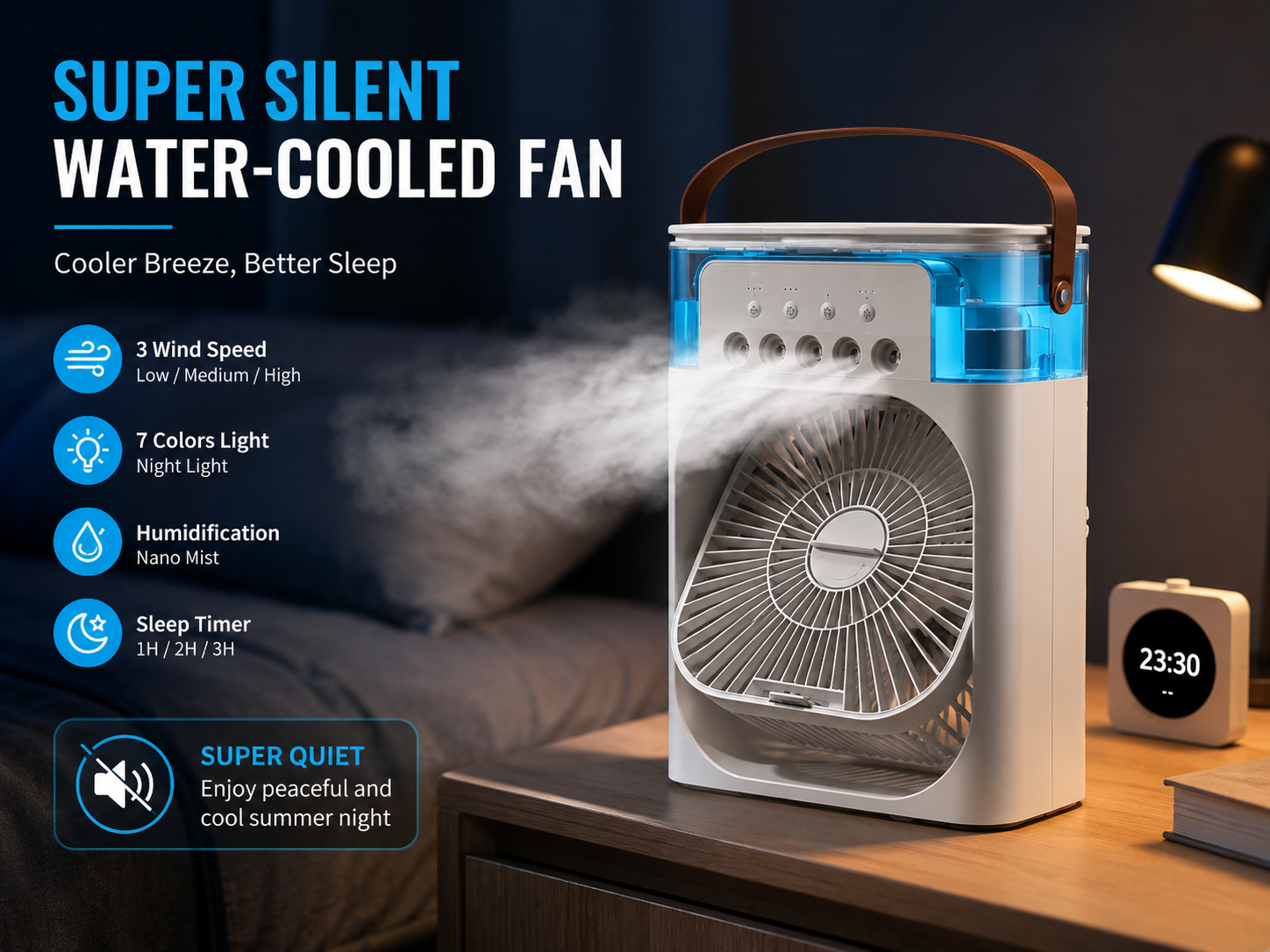 DD9D10AB-B0CA-42C6-8EE8-7BDDBC9CB364 10 inch mini portable Air cooler Fan | USB Electric Fan with Led night Light - Image 1